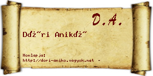 Dóri Anikó névjegykártya